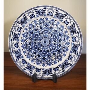 VTG BOOTHS ENGLAND ROYAL SEMI PORCELAIN INDIAN ORNAMENT PLATE 10” BLUE FLORAL